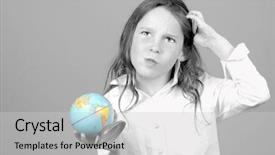  Presentation with happy young student girl holding - Slides featuring history school quiz - young girl looking confused while background and a light gray colored foreground