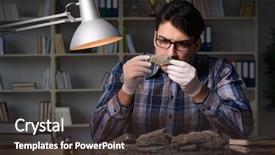  Presentation with late - Amazing slide set having history science - archeologist working late night backdrop and a tawny brown colored foreground