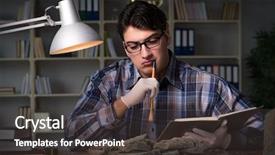 Presentation with late - Audience pleasing PPT theme consisting of history science - archeologist working late night backdrop and a dark gray colored foreground