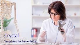  Presentation with skeleton - PPT layouts having history science - doctor working in the lab background and a sky blue colored foreground