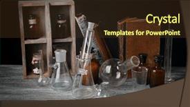  Presentation with laboratory equipment - PPT layouts with history science - vintage equipment of chemical laboratory background and a tawny brown colored foreground