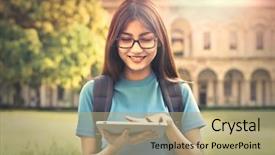  Presentation with history - Cool new presentation theme with history searching - student using a tablet backdrop and a coral colored foreground