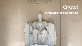  Presentation with abraham lincoln - Colorful PPT layouts enhanced with history slavery - abraham lincoln statue backdrop and a coral colored foreground