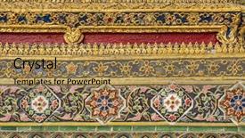  Presentation with bangkok - PPT theme with famous frame - grade palace decoration on wall background and a coral colored foreground