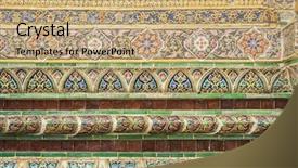  Presentation with bangkok - Slide deck having famous frame - grade palace decoration on wall background and a coral colored foreground