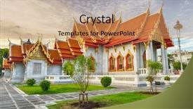  Presentation with art black and white marble - Presentation having marble temple of wat ben one of the famous landmarks of bangkok background and a coral colored foreground