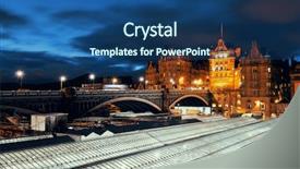  Presentation with night sky plane view - Cool new PPT theme with history train - edinburgh city view at night backdrop and a ocean colored foreground