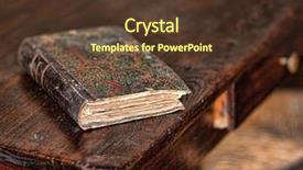  Presentation with old book - PPT theme featuring history victorian age - old book on the wooden background and a tawny brown colored foreground