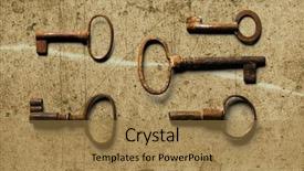  Presentation with old paper - Colorful PPT theme enhanced with history victorian age - old key on the old backdrop and a coral colored foreground