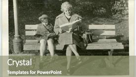  Presentation with fifties - Presentation theme enhanced with history woman - vintage photo of mother background and a violet colored foreground