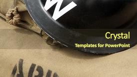  Presentation with canvas - Amazing PPT layouts having history ww2 - air raid wardens helmet backdrop and a tawny brown colored foreground