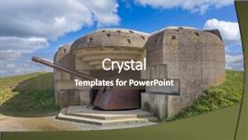  Presentation with architecture old - PPT layouts featuring history ww2 - old german cannon at longues-sur-mer background and a gray colored foreground