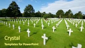  Presentation with american history - Amazing PPT layouts having history ww2 - white crosses in american cemetery backdrop and a tawny brown colored foreground