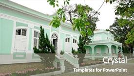  Presentation with museu - Audience pleasing presentation theme consisting of histroical - casas - museu da taipa backdrop and a gray colored foreground