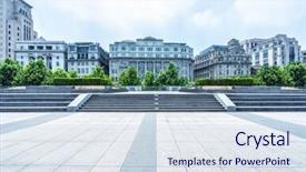  Presentation with pavement - PPT theme enhanced with histroical - empty pavement and the bund background and a sky blue colored foreground