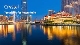  Presentation with washington dc city skyline - Presentation design with histroical - illuminated city waterfront downtown skyline background and a teal colored foreground