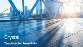  Presentation with cityscape manhattan bridge - PPT theme featuring histroical - tianjin downtown cityscape seen background and a ocean colored foreground