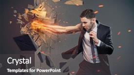  Presentation with angry - Beautiful slide set featuring hit - angry businessman hitting concrete wall backdrop and a dark gray colored foreground