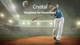  Presentation with stadium - Audience pleasing slides consisting of hit - baseball players in action backdrop and a gray colored foreground
