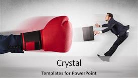  Presentation with red leather cricket ball hitting - Slide set consisting of hit - big red boxing gloves hitting background and a  colored foreground