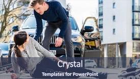  Presentation with ambulance - Cool new PPT theme with hit - full length view backdrop and a ocean colored foreground