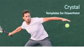  Presentation with professional tennis player athlete man - Audience pleasing slides consisting of hit - tennis game man athlete hitting backdrop and a ocean colored foreground