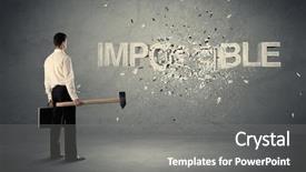  Presentation with wall - Slides featuring hit big goal - business man hitting impossible sign background and a  colored foreground
