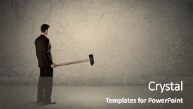  Presentation with wall - Colorful presentation design enhanced with hit big goal - business man standing in front backdrop and a  colored foreground