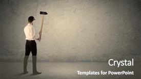  Presentation with 3d man business leader - Colorful theme enhanced with hit big goal - business man standing in front backdrop and a gray colored foreground