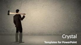  Presentation with 3d man business leader - Presentation theme consisting of hit big goal - business man standing in front background and a gray colored foreground