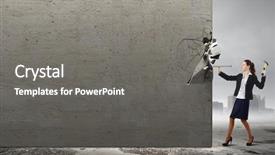  Presentation with young sing woman singing young - Audience pleasing PPT layouts consisting of hit brick wall - young woman in business suit backdrop and a  colored foreground