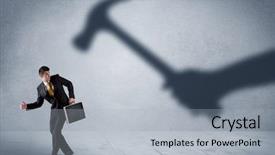  Presentation with shadow - Beautiful presentation featuring hit nail - business person afraid backdrop and a  colored foreground