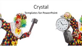  Presentation with clown - Colorful PPT theme enhanced with hit nail - clown with clock and hammer backdrop and a white colored foreground