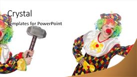  Presentation with monarch butterfly isolated on white - Theme featuring hit nail - clown with hammer isolated background and a  colored foreground