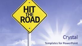  Presentation with road - Cool new slides with hit the road road sign backdrop and a sky blue colored foreground