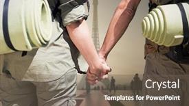  Presentation with eiffel tower - Beautiful slides featuring hitch hiking couple standing holding hands on the road against eiffel tower backdrop and a violet colored foreground