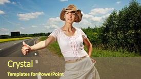  Presentation with cowboy hat - PPT layouts with hitchhiker girl in cowboy hat background and a violet colored foreground