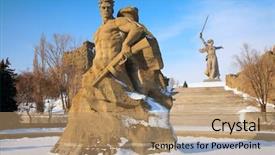  Presentation with soldiers - Presentation featuring hitler - monument to russian soldiers background and a coral colored foreground