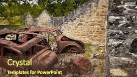  Presentation with german - Theme having hitler - village of oradour sur glane background and a tawny brown colored foreground