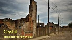  Presentation with village - Theme having hitler - village of oradour sur glane background and a tawny brown colored foreground