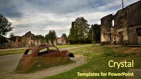  Presentation with preserved - Amazing theme having hitler - village of oradour sur glane backdrop and a tawny brown colored foreground