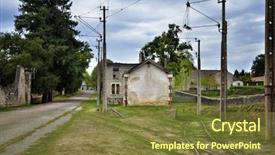  Presentation with preserved - Theme having hitler - village of oradour sur glane background and a tawny brown colored foreground
