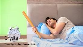  Presentation with sleep and dream - PPT layouts featuring hits miss - man having trouble with his background and a coral colored foreground