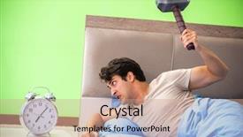  Presentation with sleep - Cool new PPT theme with hits miss - man having trouble with his backdrop and a coral colored foreground