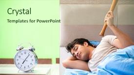  Presentation with sleep - Beautiful slides featuring hits miss - man having trouble with his backdrop and a soft green colored foreground