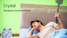  Presentation with sleep - Cool new PPT layouts with hits miss - man having trouble with his backdrop and a mint green colored foreground
