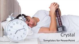  Presentation with insomnia - Slide set consisting of hits miss - man in bed suffering background and a light gray colored foreground