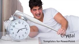  Presentation with insomnia - PPT theme with hits miss - man in bed suffering background and a  colored foreground