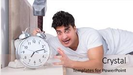  Presentation with insomnia - Slide set featuring hits miss - man in bed suffering background and a coral colored foreground