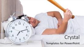  Presentation with insomnia - Amazing presentation theme having hits miss - man in bed suffering backdrop and a  colored foreground